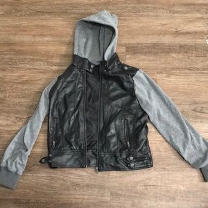 Sweatshirt/Leather Jacket